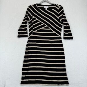 Joseph Ribkoff Striped Dress Women's Size 8 Criss Cross‎ 3/4 Sleeve